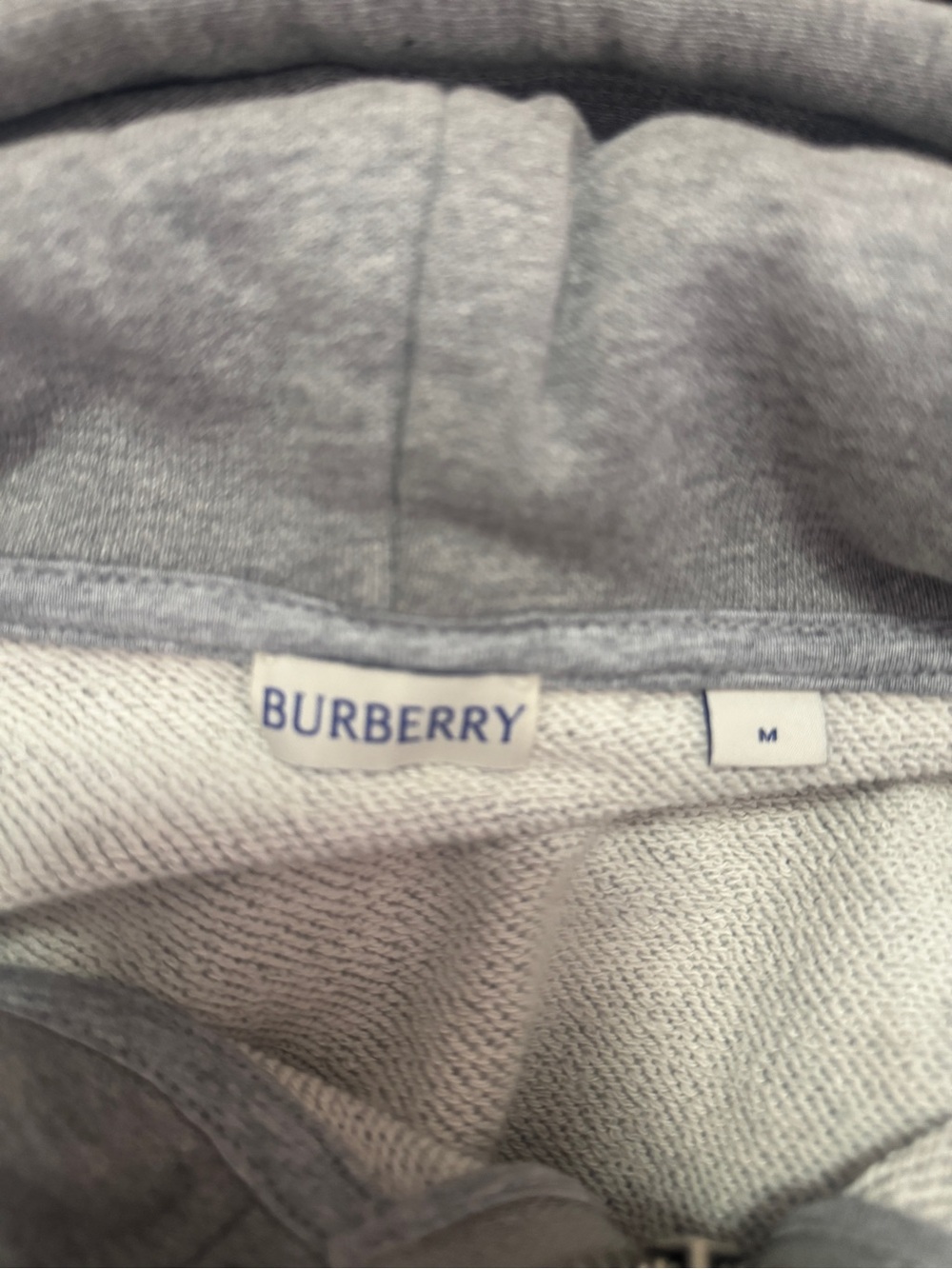Burberry Gray Zip-Up Hoodie with Check Patch - Picture 3 of 4